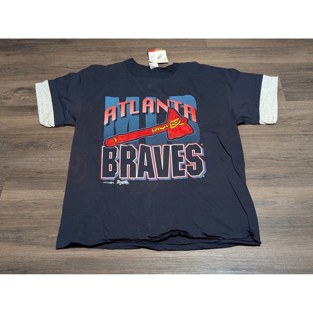 VTG1993 Atlanta Braves MLB T Shirt Artex‎ Sportswear Navy Ringer XL NWT USA READ